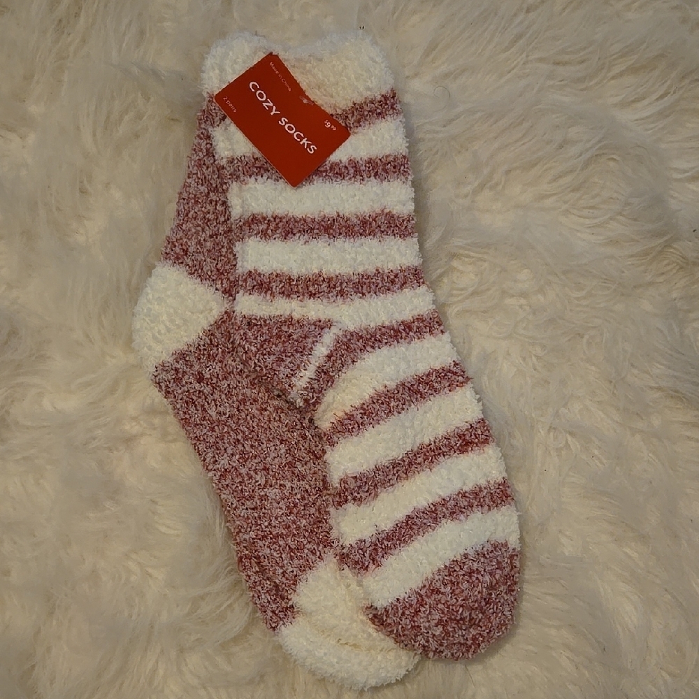Cozy Striped Socks in Red and White